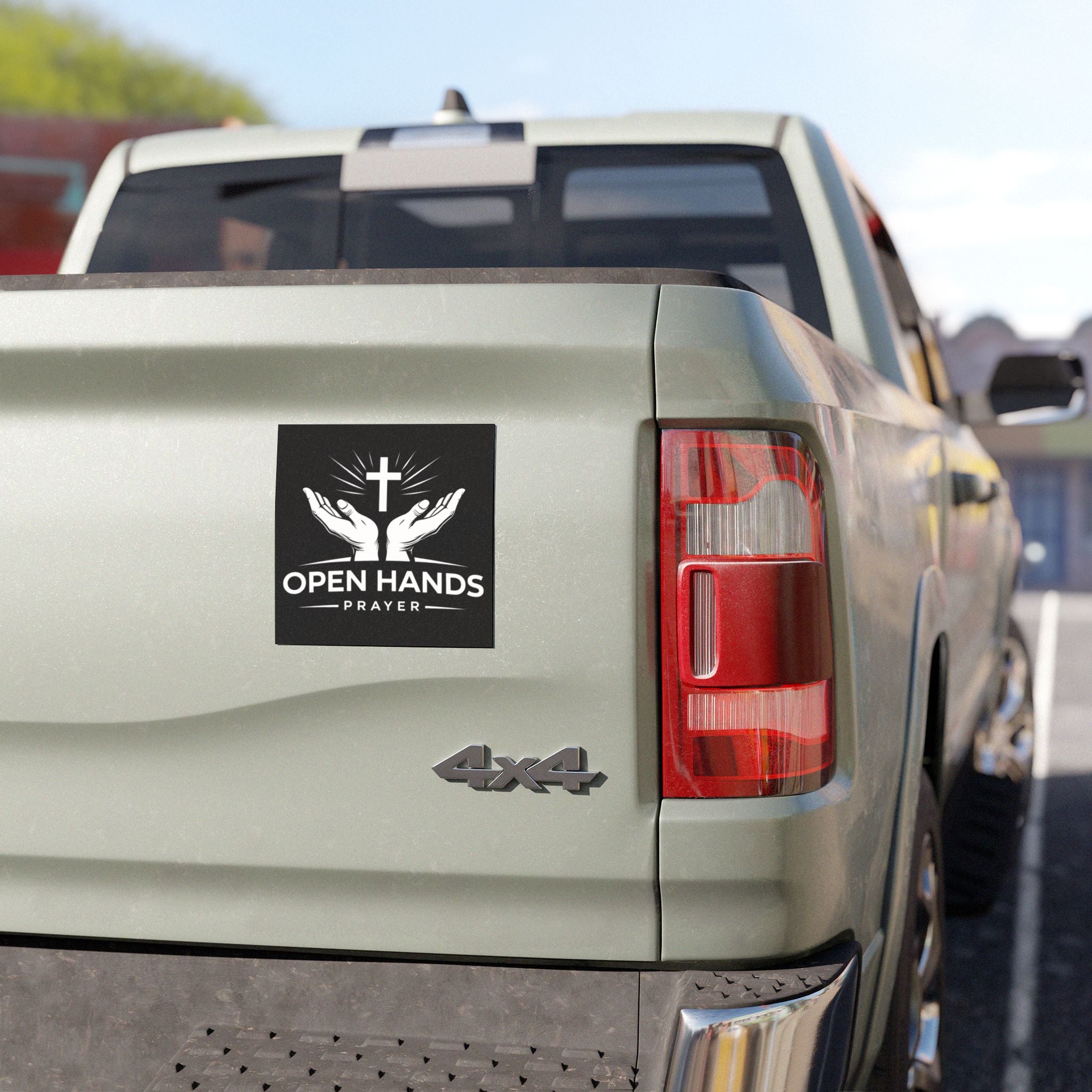 Open Hands Prayer Car Magnet — Christian Faith Cross Religious Vehicle Decal
